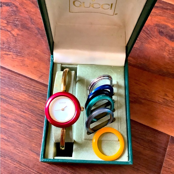 Authentic GUCCI bangle watch with bezels 💙🖤🤍💚🧡 - Picture 1 of 15